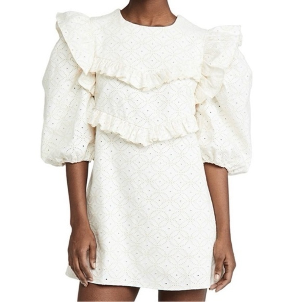 En Saison Embroidered Denim Egret Dress in Natural / Off White Size Small